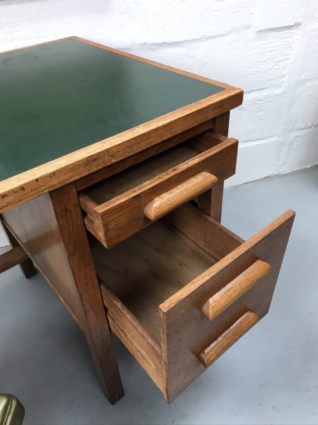 Mid Century Oak Utilitarian Desk Vintage