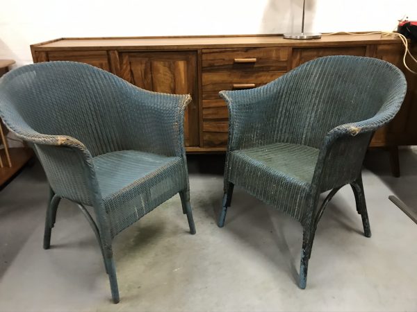 Pair of Lovely Vintage Mid Century Original Lloyd Loom Style Chairs CC41