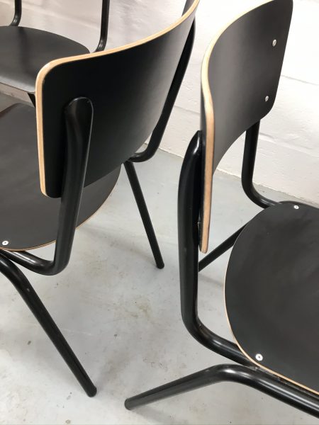 4 x Used Reproduction Retro Vintage Style Stackable School / Kitchen / Dining / Bistro Chairs 