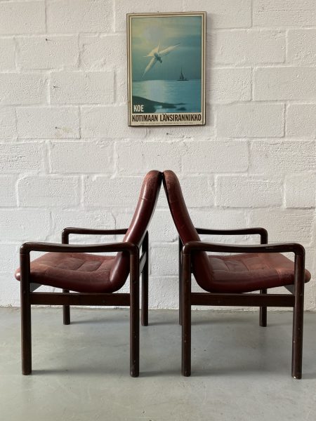 Pair of Danish Vintage Dyrlund Chairs Leather and Rosewood
