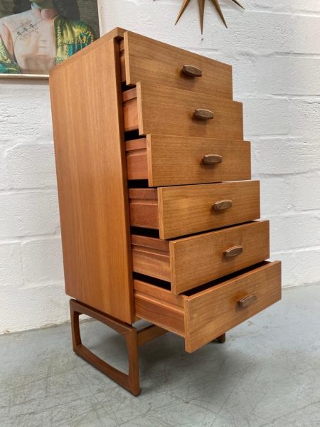 Vintage 1960s G Plan Teak Quadrille 'Tallboy' Chest of Drawers 