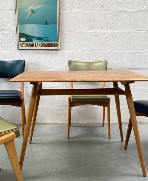 4 x Mid Century 1960s Stoe Ben Dining Chairs & Ercol 393 Table