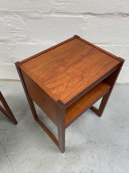 Pair of Mid Century Vintage Bedside Cabinets / Side Tables 1960s 1970s Retro