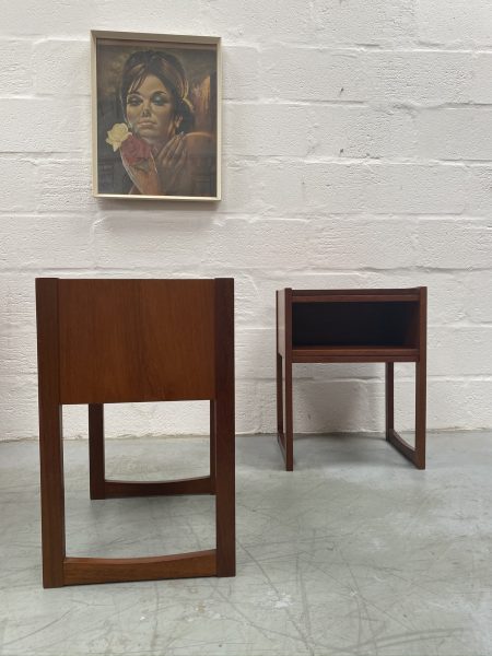 Pair of Mid Century Vintage Bedside Cabinets / Side Tables 1960s 1970s Retro