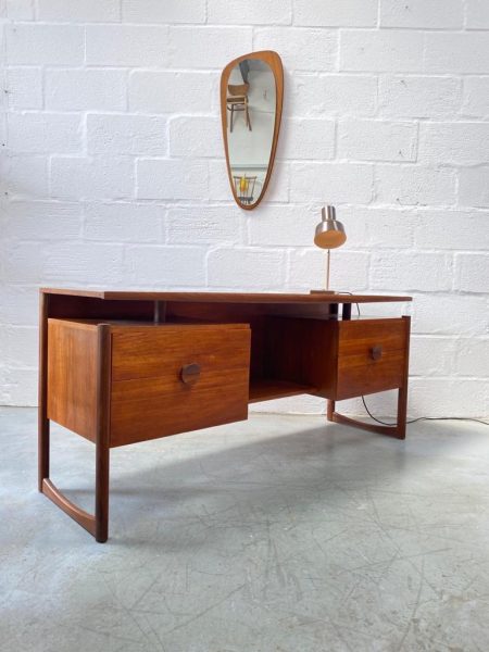 Mid Century Floating Top Danish Style Teak Desk