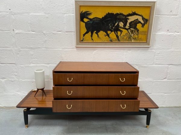 1960s Mid Century G Plan 'Modular' Tola Unit Bench / Chest of Three Drawers
