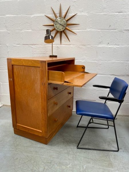 Vintage Papworth Air Ministry Mid Century Oak Chest of Drawers / Bureau / Desk 