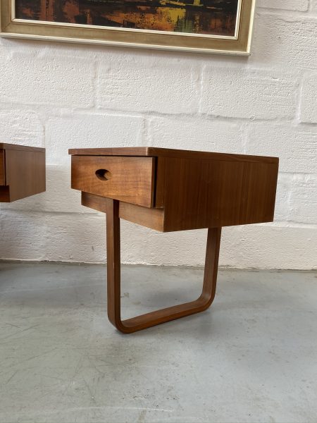 1960s Matching Pair of Vintage Uniflex Floating Bedside Cabinets by Gunther Hoffstead