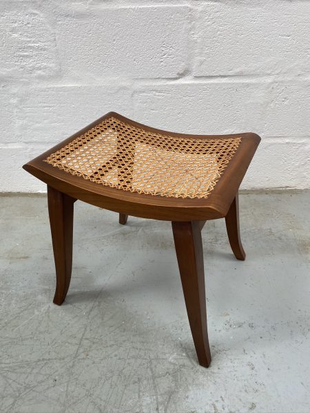 Vintage Mid Century Teak Danish Inspired Bergere Foot Stool