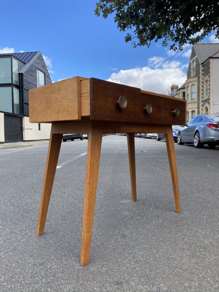 Mid Century Oak Console Table with Drawers