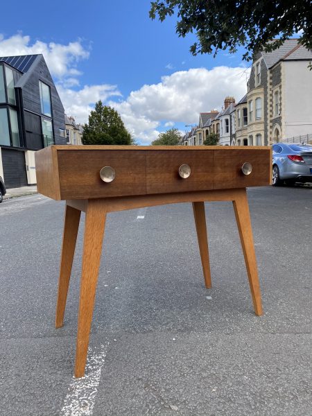 Mid Century Oak Console Table with Drawers