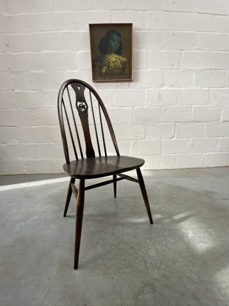 Vintage 1980s Ercol: Windsor Swan Chairs x 4 and Drop-leaf Dining Table