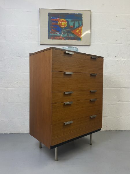 Stag 'Fineline' Range Tallboy Chest of Drawers Designed by John & Sylvia Reid, 1960's