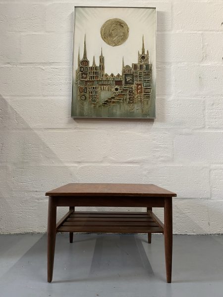 Retro Vintage Square Teak Two Tier Coffee / Side Table