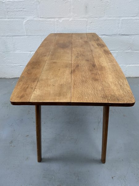 Vintage Arts & Crafts Oak Plank Top Dining Table