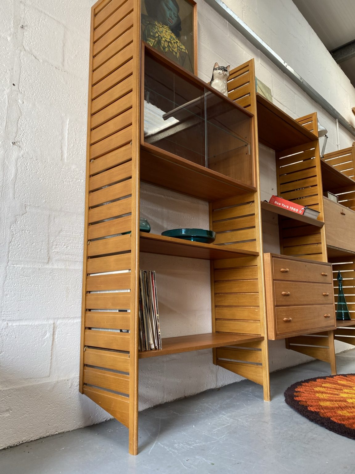 Three Bay Mid Century Staples Ladderax Shelving System