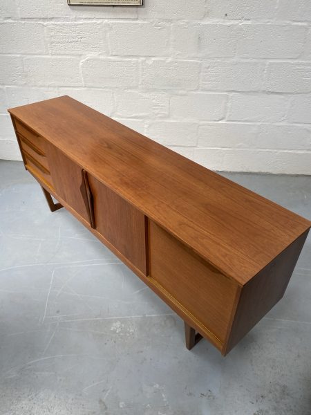 Mid Century 1960s Vintage Teak Sideboard with Sleigh Legs By Stonehill Furniture