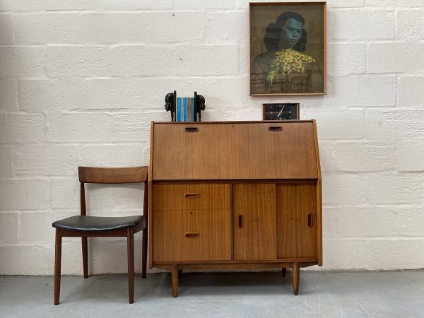Vintage Mid Century Teak Bureau by Burolite